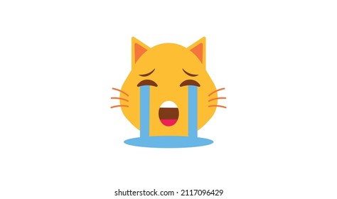 Loudly Crying Face cat vector emoji.