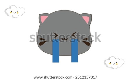 Loudly Crying Face. Cute Cat Sticker Concept