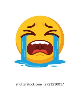 Ilustración vectorial de emoji de cara llorando con lágrimas y expresión triste