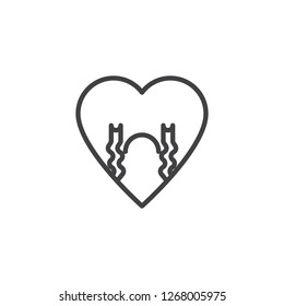 Loudly Crying Face emoticon outline icon. linear style sign for mobile concept and web design. Crying heart face character emoji line vector icon. Symbol, logo illustration. Pixel perfect vector