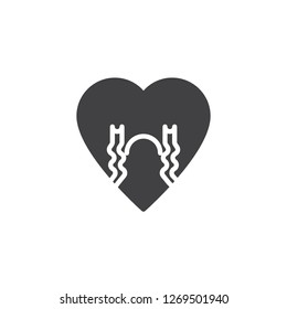 Loudly Crying Face emoticon vector icon. filled flat sign for mobile concept and web design. Crying heart face character emoji solid icon. Symbol, logo illustration. Pixel perfect vector graphics