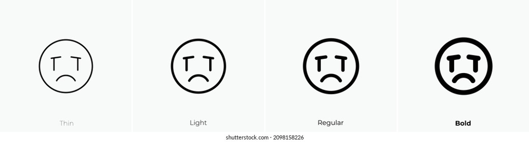 loudly crying face icon. Thin, Light Regular And Bold style design isolated on white background