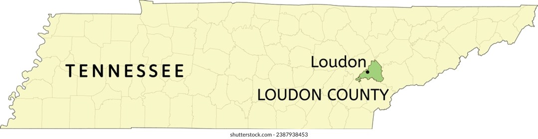 Loudon County and city of Loudon location on Tennessee state map