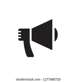Loudspeaker - black icon on white background vector illustration. Advertising promotion information concept sign. Megaphone creative symbol. Grpahic design element.