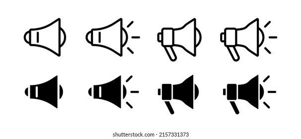 Loudspeaker black icons set. Black vector icons isolated on white background. Vector clipart.