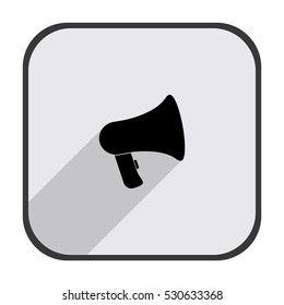 Loudspeaker - black vector icon  with long shadow