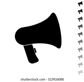 Loudspeaker - black vector icon and ten icons in  shades of grey