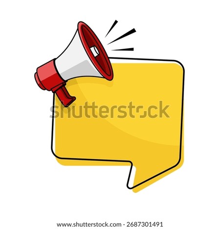 Loudspeaker and blank chat bubble cartoon vector illustration. Suitable for announcement poster.