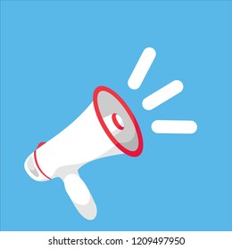 Loudspeaker. Blue background. Vector illustration