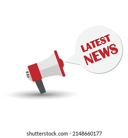 Altavoz con discurso de burbuja y últimas noticias de texto