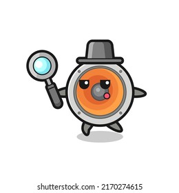 loudspeaker cartoon character searching with a magnifying glass , cute style design for t shirt, sticker, logo element