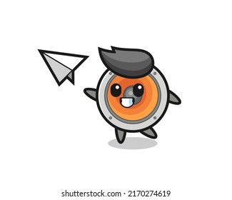 loudspeaker cartoon character throwing paper airplane , cute style design for t shirt, sticker, logo element