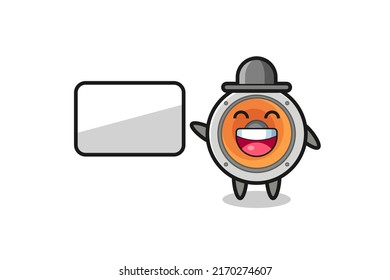 ilustración de loudaltavoz haciendo una presentación , diseño de estilo lindo para camiseta, pegatina, elemento logotipo