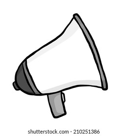 loudspeaker / cartoon vector and illustration, grayscale, hand drawn style, isolated on white background.