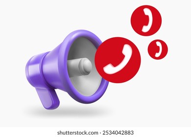 loudspeaker with cellphone icon. 3d vector illustration