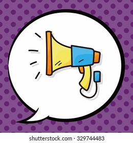 loudspeaker color doodle, speech bubble