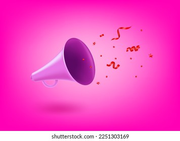 Altavoz con confeti. 3.ª ilustración vectorial