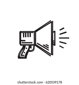 Loudspeaker - creative sketch draw vector illustration. Advertising promotion information logo sign. Megaphone graphic icon sign.