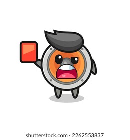 loudspeaker cute mascot as referee giving a red card , cute style design for t shirt, sticker, logo element