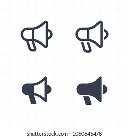 Loudspeaker - Cutout & Contour Icons. A set of 4 professional, pixel-aligned icons.