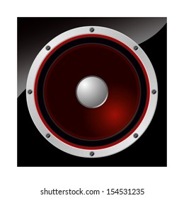 Loudspeaker with dark red diaphragm 