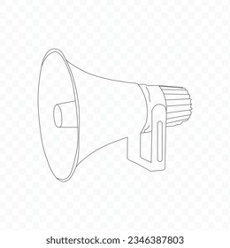 The loudspeaker is drawn by a single line art. One-line drawing. Vector Eps10