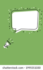 Loudspeaker with empty space for text on a green background.