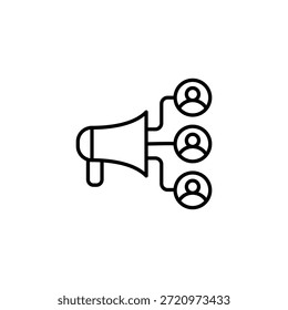Altavoz con figuras que comparten el icono de la línea de información