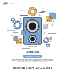 Loudspeaker flat contour style vector illustration