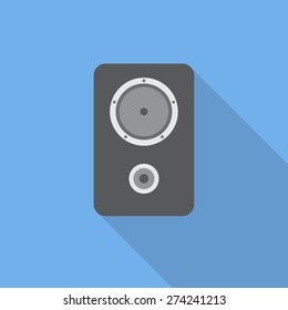Loudspeaker flat icon with long shadow. Vector illustration EPS10