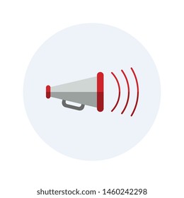 loudspeaker flat icon. modern megaphone sign. vector audio, music, voice, sound symbol on white background. eps 10
