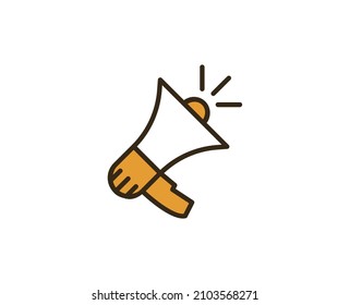 Loudspeaker flat icon. Thin line signs for design logo, visit card, etc. Single high-quality outline symbol for web design or mobile app. Marketing outline pictogram.