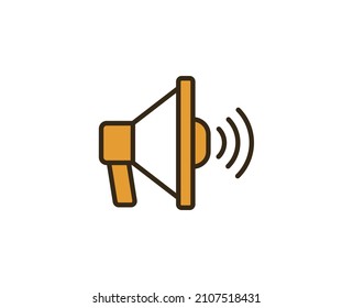 Loudspeaker flat icon. Thin line signs for design logo, visit card, etc. Single high-quality outline symbol for web design or mobile app. Marketing outline pictogram.