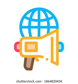 Vector de iconos del globo del altavoz. Contorno a la señal de globo de altavoz. Ilustración de símbolo de contorno aislado