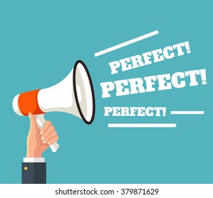 Loudspeaker great job. Vector flat illustration