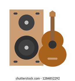 Loudspeaker and guitar vector, Barbecue related flat design icon