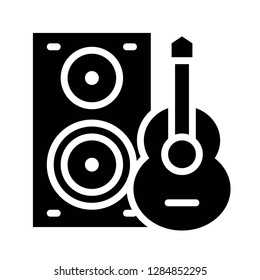 Loudspeaker and guitar vector, Barbecue related solid design icon