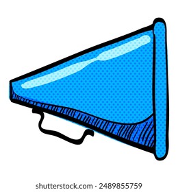 Loudspeaker halftone icon hand drawn color vector illustration