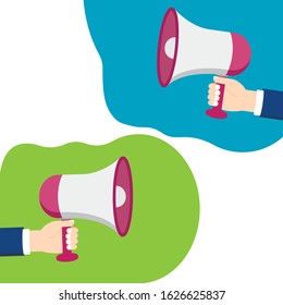 Loudspeaker in hand, announcement Vector EPS 10