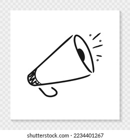 Loudspeaker hand drawn icon. Megaphone linear symbol isolated. Vector EPS 10