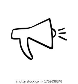 Loudspeaker hand drawn icon. Single social media networking object. Vector illustration.