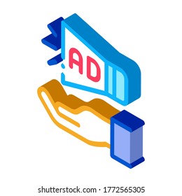 Loudspeaker Hand Icon Vector. Isometric Loudspeaker Hand sign. color isolated symbol illustration