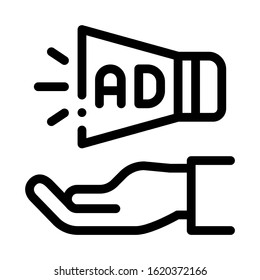 Loudspeaker Hand Icon Vector. Outline Loudspeaker Hand Sign. Isolated Contour Symbol Illustration