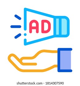 Lautsprecher Hand Symbol Vektor. Outline Lautsprecher Handzeichen. Illustration des isolierten Stumpfsymboles