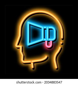 Loudspeaker Head neon light sign vector. Glowing bright icon Loudspeaker Head sign. transparent symbol illustration