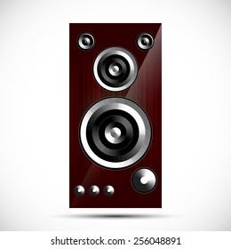 loudspeaker Hi-Fi acoustics icon wooden case vector illustration