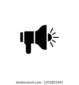 loudspeaker icon in black color on white background, alert or advertisement