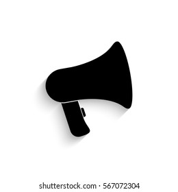 Loudspeaker icon - black vector illustration with  shadow