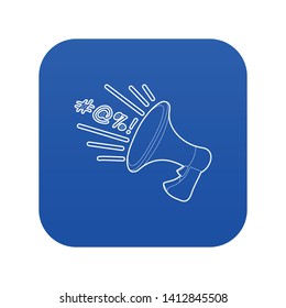 Loudspeaker icon blue vector isolated on white background