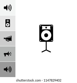 Loudspeaker icon. collection of 6 loudspeaker filled icons such as megaphone. editable loudspeaker icons for web and mobile.